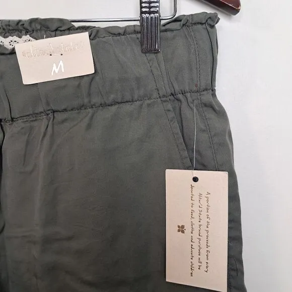 2 Altar'd State Shorts Size Medium NWT Dark Chambray/ Green Pull on Drawstring