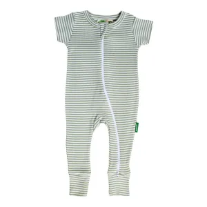 2-Way Zip Romper - Stripes Aloe