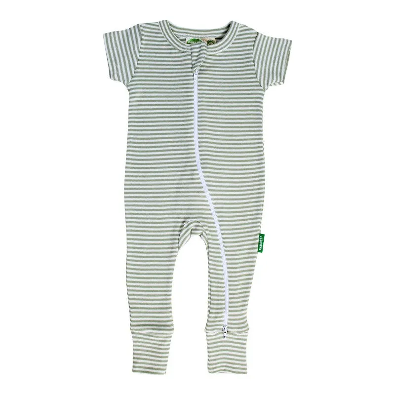 2-Way Zip Romper - Stripes Aloe