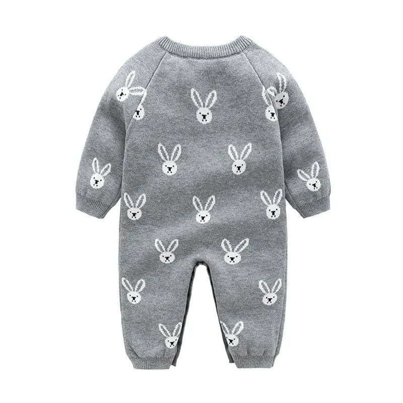 2Pcs Baby Clothes Set Soft Cotton Knitted Rompers And Hats Outfits Autumn Winter Children's Costumes