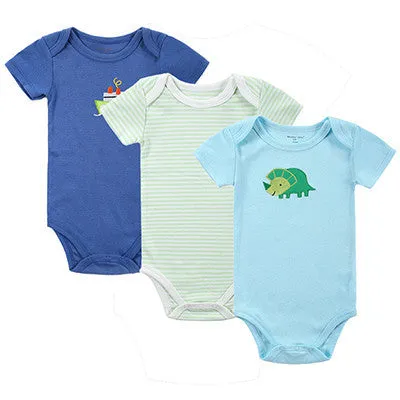 3PCS Baby Boy Rompers Baby Clothing Set Summer Cotton Baby Girl Boy Short Sleeve Car Printed Jumpsuit born Baby Clothes