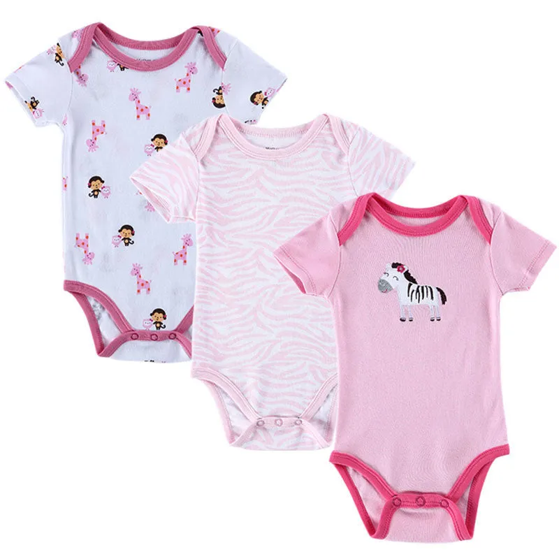 3PCS Baby Boy Rompers Baby Clothing Set Summer Cotton Baby Girl Boy Short Sleeve Car Printed Jumpsuit born Baby Clothes
