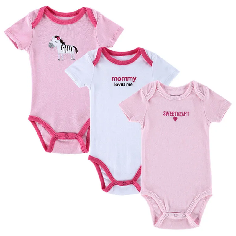 3PCS Baby Boy Rompers Baby Clothing Set Summer Cotton Baby Girl Boy Short Sleeve Car Printed Jumpsuit born Baby Clothes