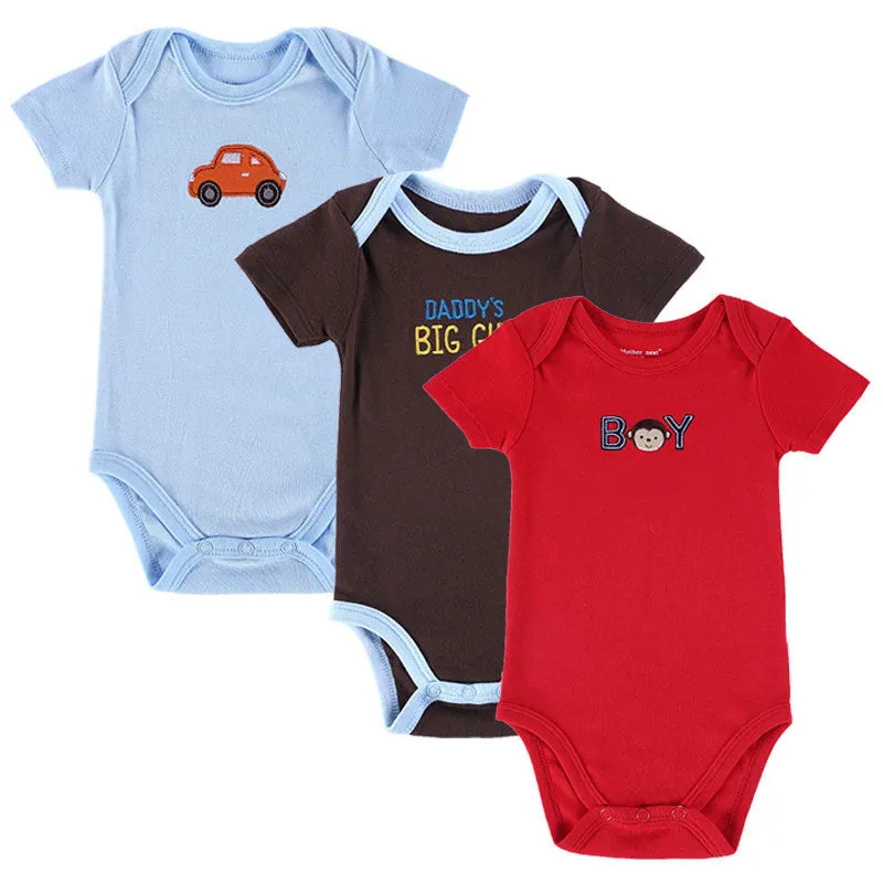 3PCS Baby Boy Rompers Baby Clothing Set Summer Cotton Baby Girl Boy Short Sleeve Car Printed Jumpsuit born Baby Clothes