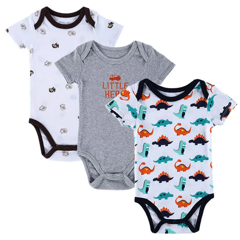 3PCS Baby Boy Rompers Baby Clothing Set Summer Cotton Baby Girl Boy Short Sleeve Car Printed Jumpsuit born Baby Clothes