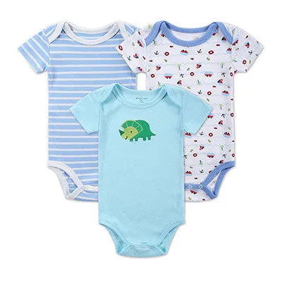 3PCS Baby Boy Rompers Baby Clothing Set Summer Cotton Baby Girl Boy Short Sleeve Car Printed Jumpsuit born Baby Clothes