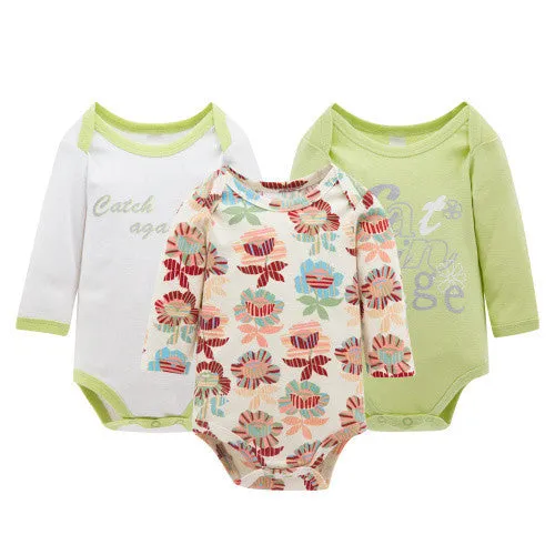 3pcs/Lot Thick Cotton Baby Rompers Summer Long Sleeve Baby Wear Infant Jumpsuit Boys Girls Clothes