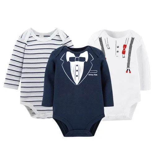 3pcs/Lot Thick Cotton Baby Rompers Summer Long Sleeve Baby Wear Infant Jumpsuit Boys Girls Clothes