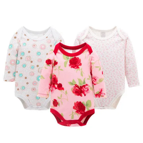 3pcs/Lot Thick Cotton Baby Rompers Summer Long Sleeve Baby Wear Infant Jumpsuit Boys Girls Clothes