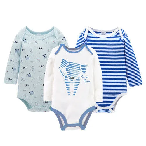 3pcs/Lot Thick Cotton Baby Rompers Summer Long Sleeve Baby Wear Infant Jumpsuit Boys Girls Clothes