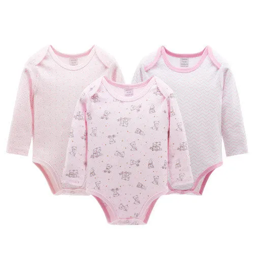 3pcs/Lot Thick Cotton Baby Rompers Summer Long Sleeve Baby Wear Infant Jumpsuit Boys Girls Clothes