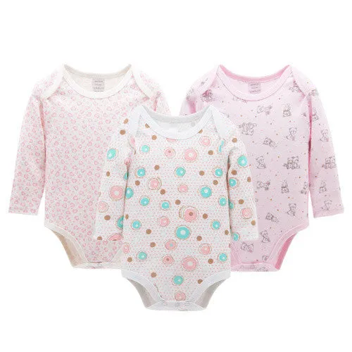 3pcs/Lot Thick Cotton Baby Rompers Summer Long Sleeve Baby Wear Infant Jumpsuit Boys Girls Clothes