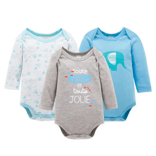 3pcs/Lot Thick Cotton Baby Rompers Summer Long Sleeve Baby Wear Infant Jumpsuit Boys Girls Clothes