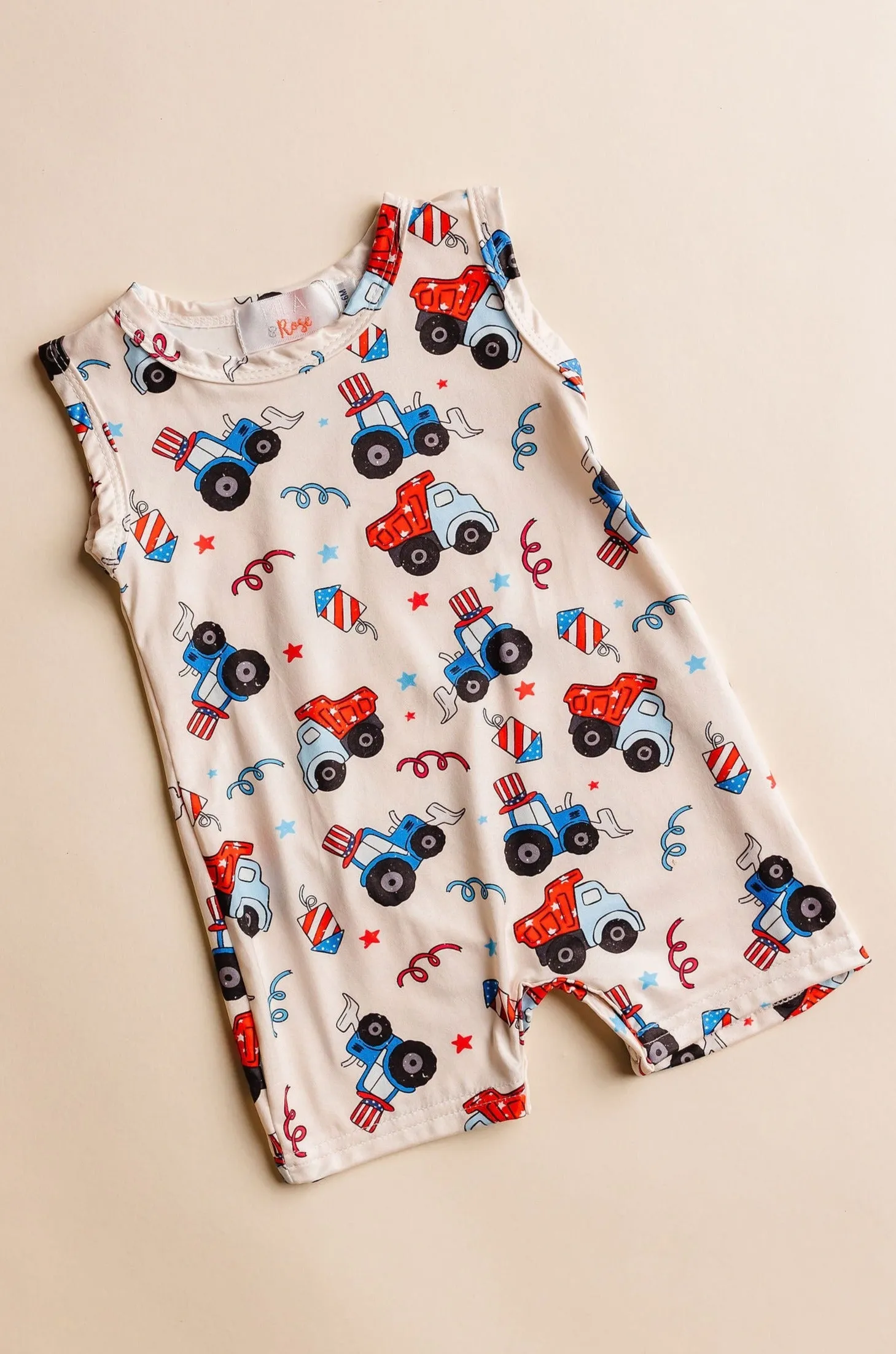 4th of July Tractor Shorty One-Piece