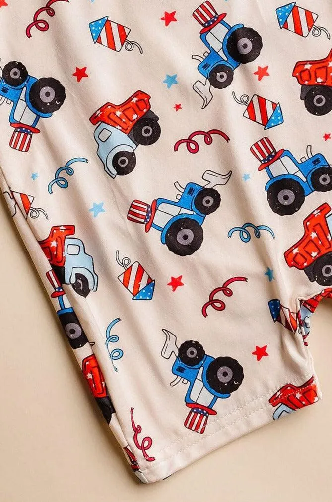 4th of July Tractor Shorty One-Piece