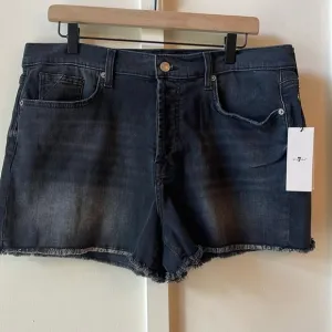 7 for all Mankind Black Distressed Monroe Shorts