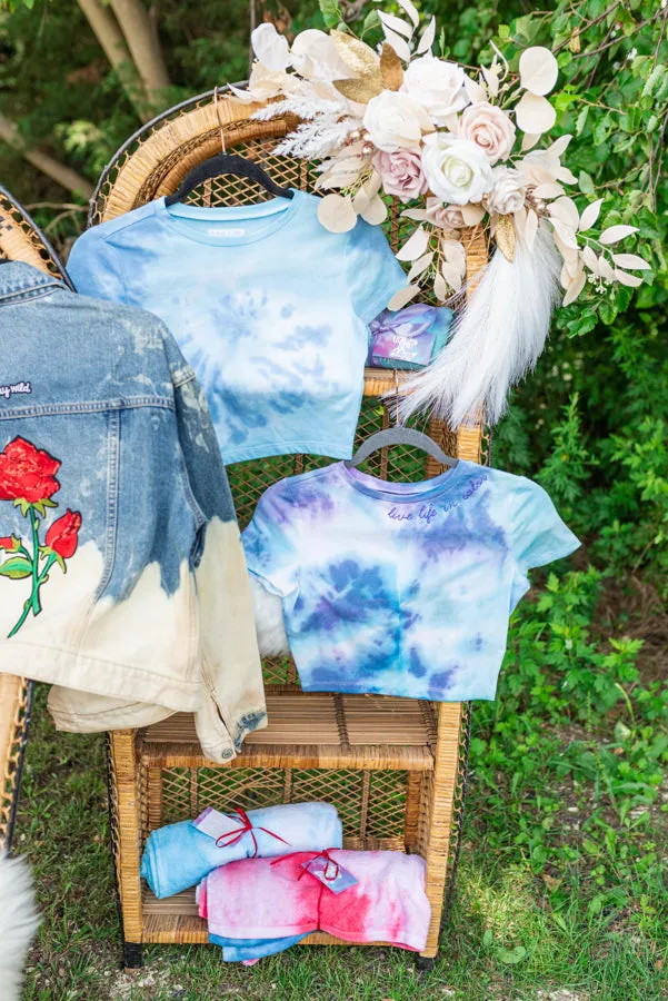 Adult Embroidered Tie-Dye Crop Top