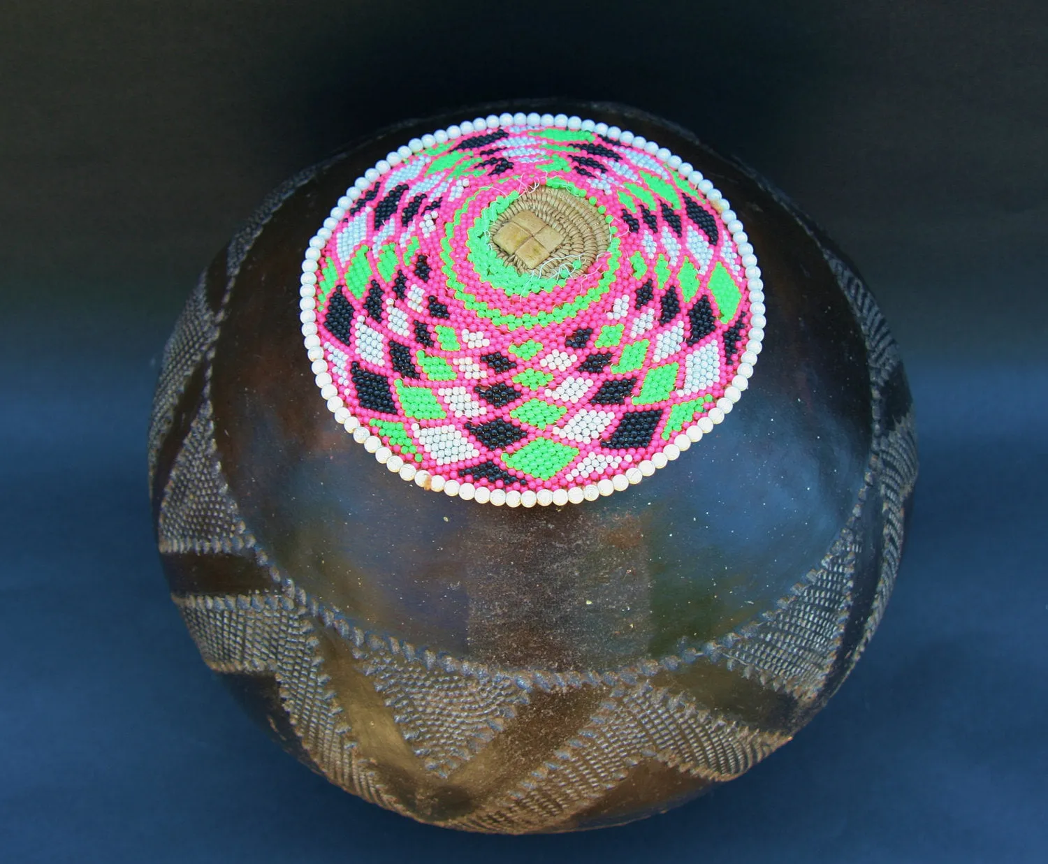 African Zulu Beer Pot Cover Imbenge Ilala Palm Grass