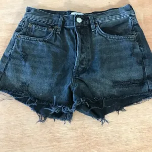 Agolde Parker Cut Off Shorts Women 24 Black High Rise Button Fly Distressed