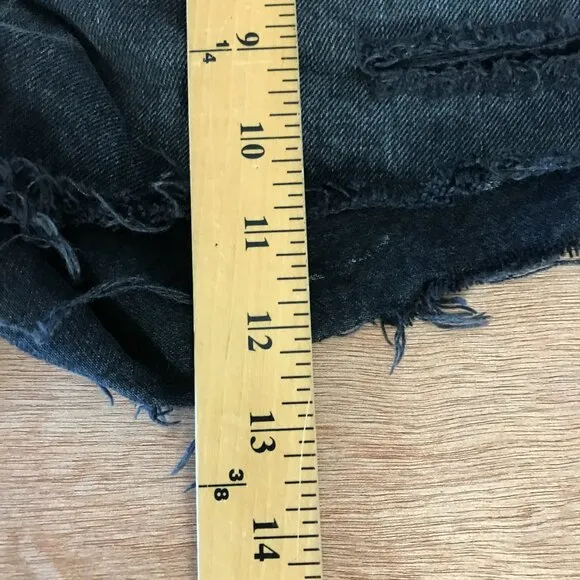 Agolde Parker Cut Off Shorts Women 24 Black High Rise Button Fly Distressed