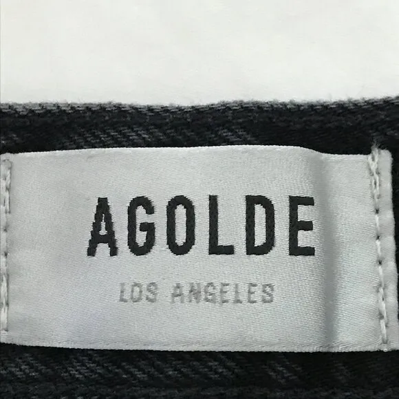Agolde Parker Cut Off Shorts Women 24 Black High Rise Button Fly Distressed