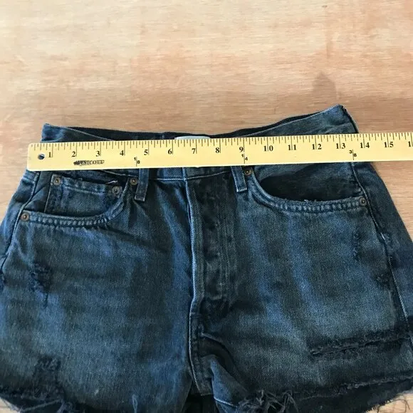 Agolde Parker Cut Off Shorts Women 24 Black High Rise Button Fly Distressed