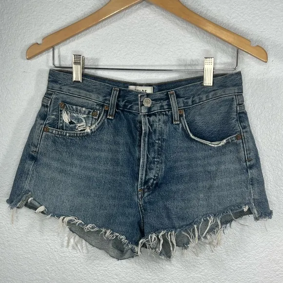 AGOLDE Parker Women’s Distressed Cutoff Raw Hem Shorts Sz 25 100% Organic Cotton