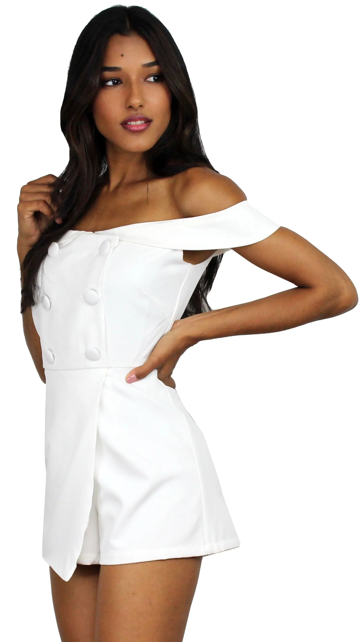 Alleyoop White Off-the-Shoulder Romper
