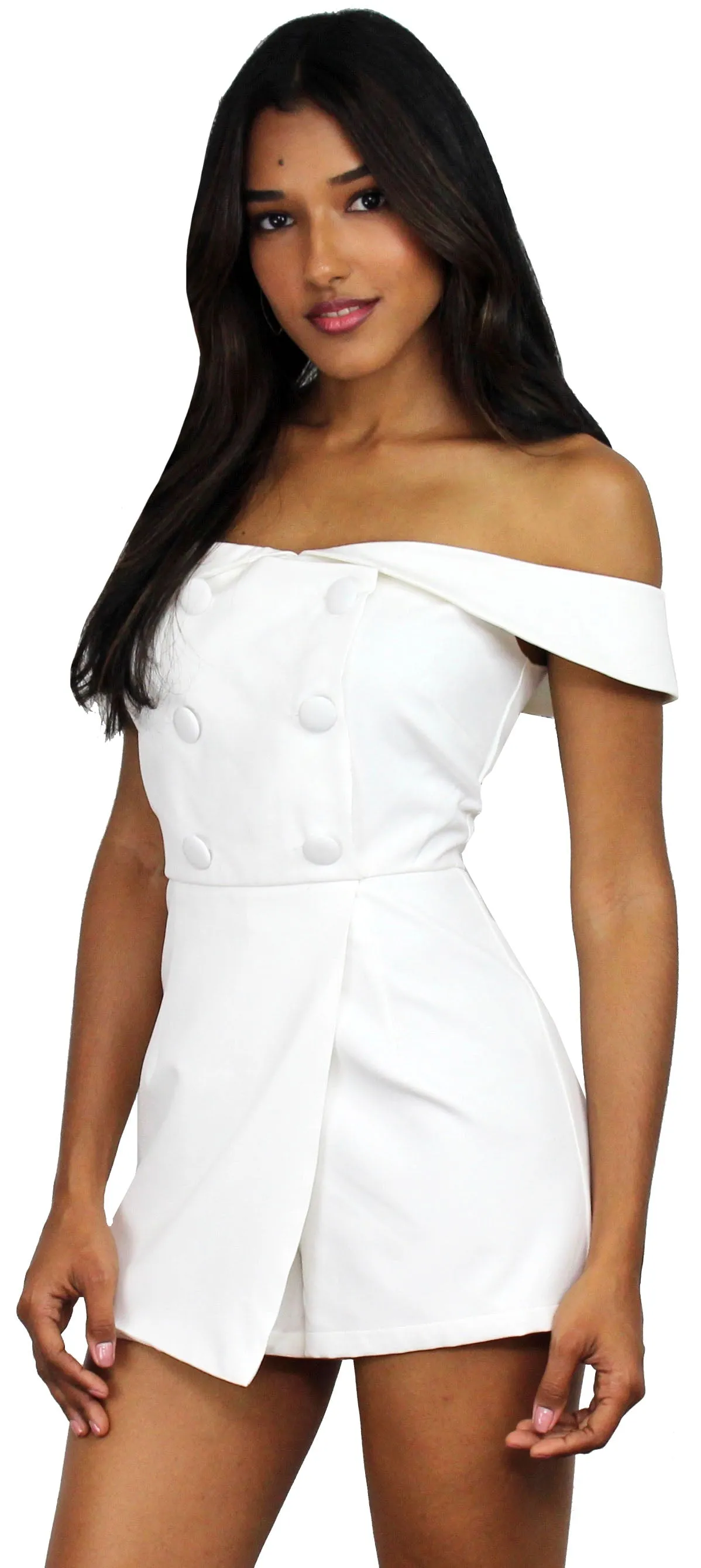 Alleyoop White Off-the-Shoulder Romper