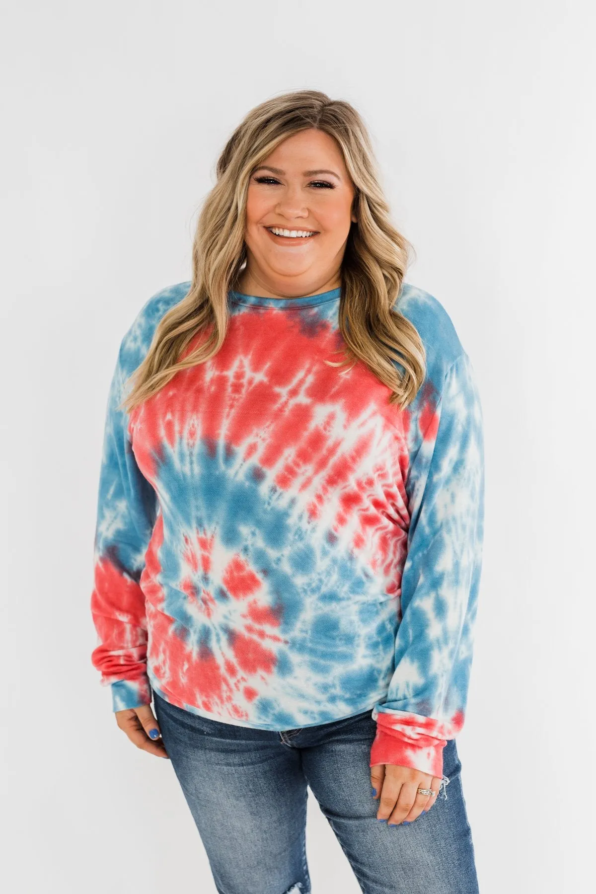 American Dreams Tie Dye Top- Red, White, & Blue
