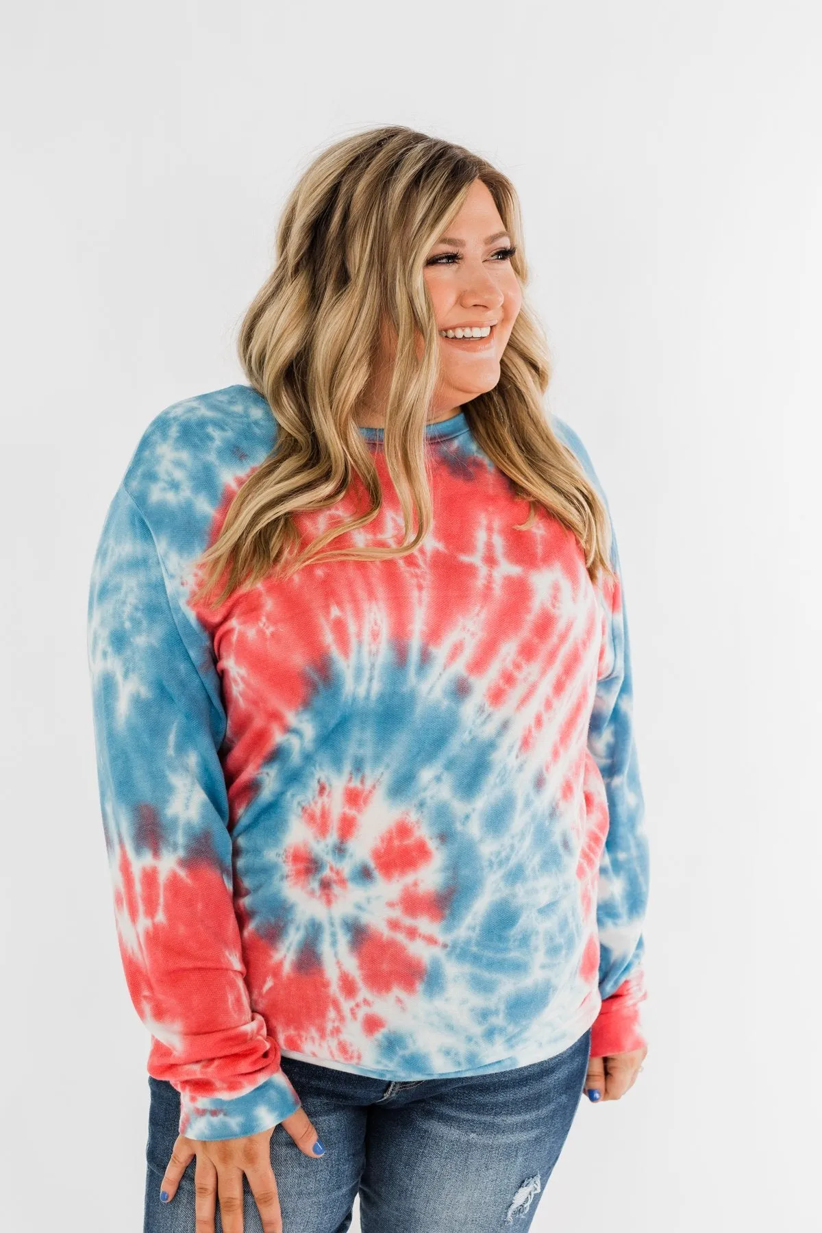 American Dreams Tie Dye Top- Red, White, & Blue