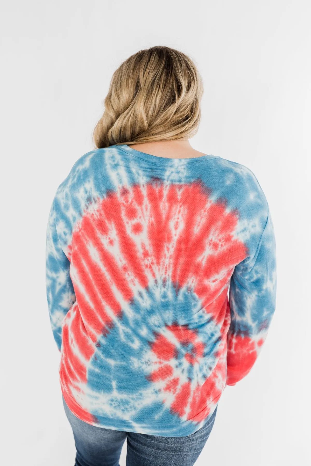 American Dreams Tie Dye Top- Red, White, & Blue