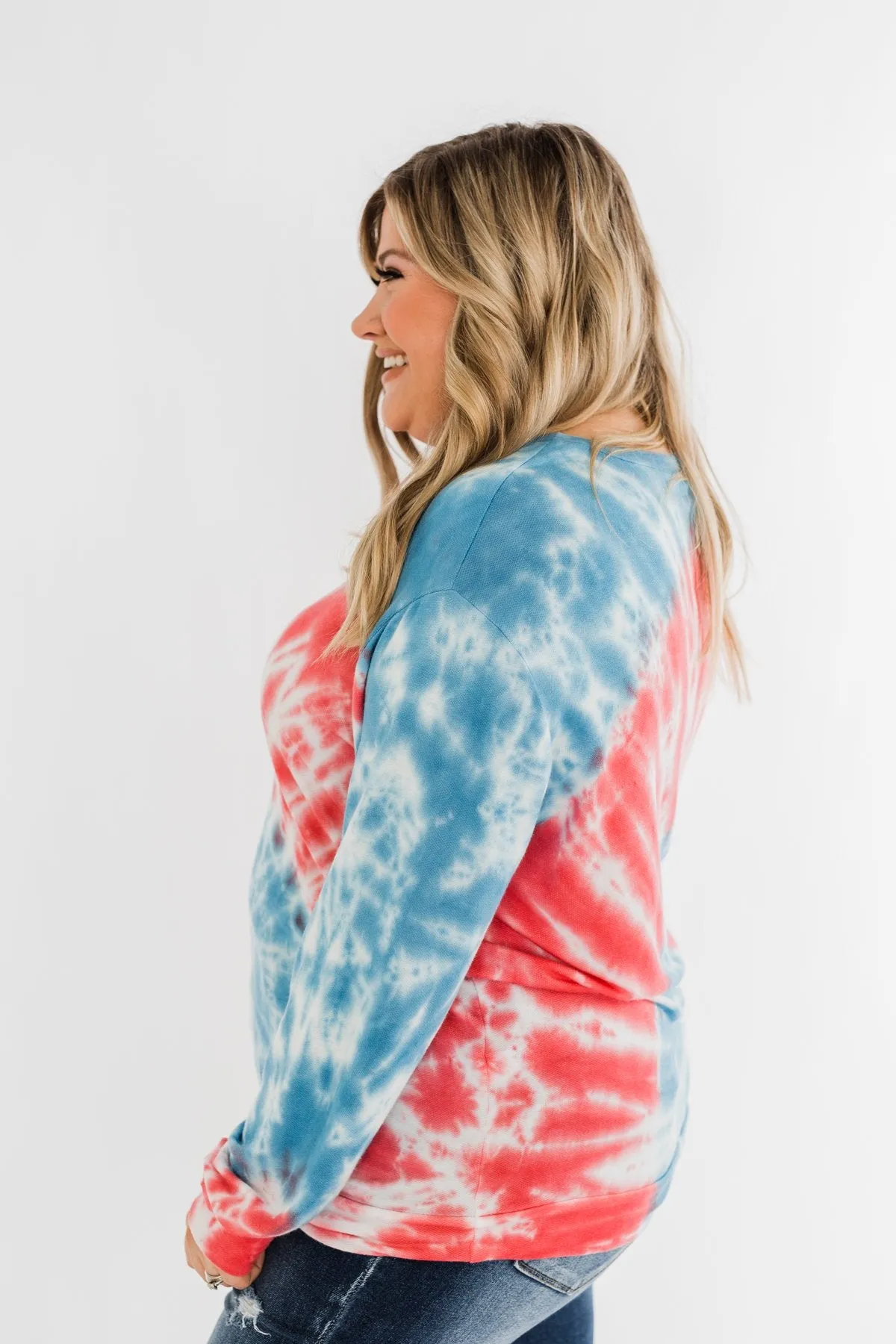 American Dreams Tie Dye Top- Red, White, & Blue
