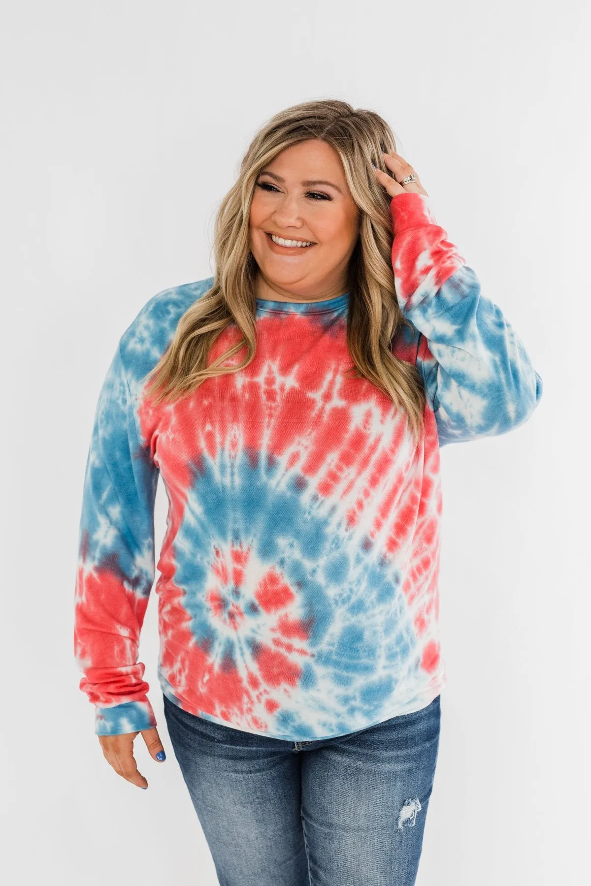 American Dreams Tie Dye Top- Red, White, & Blue