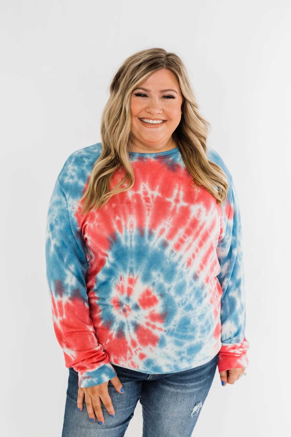 American Dreams Tie Dye Top- Red, White, & Blue