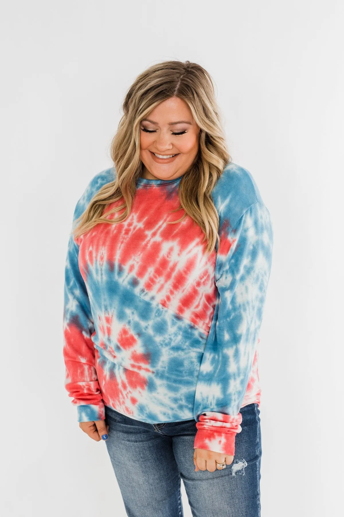 American Dreams Tie Dye Top- Red, White, & Blue