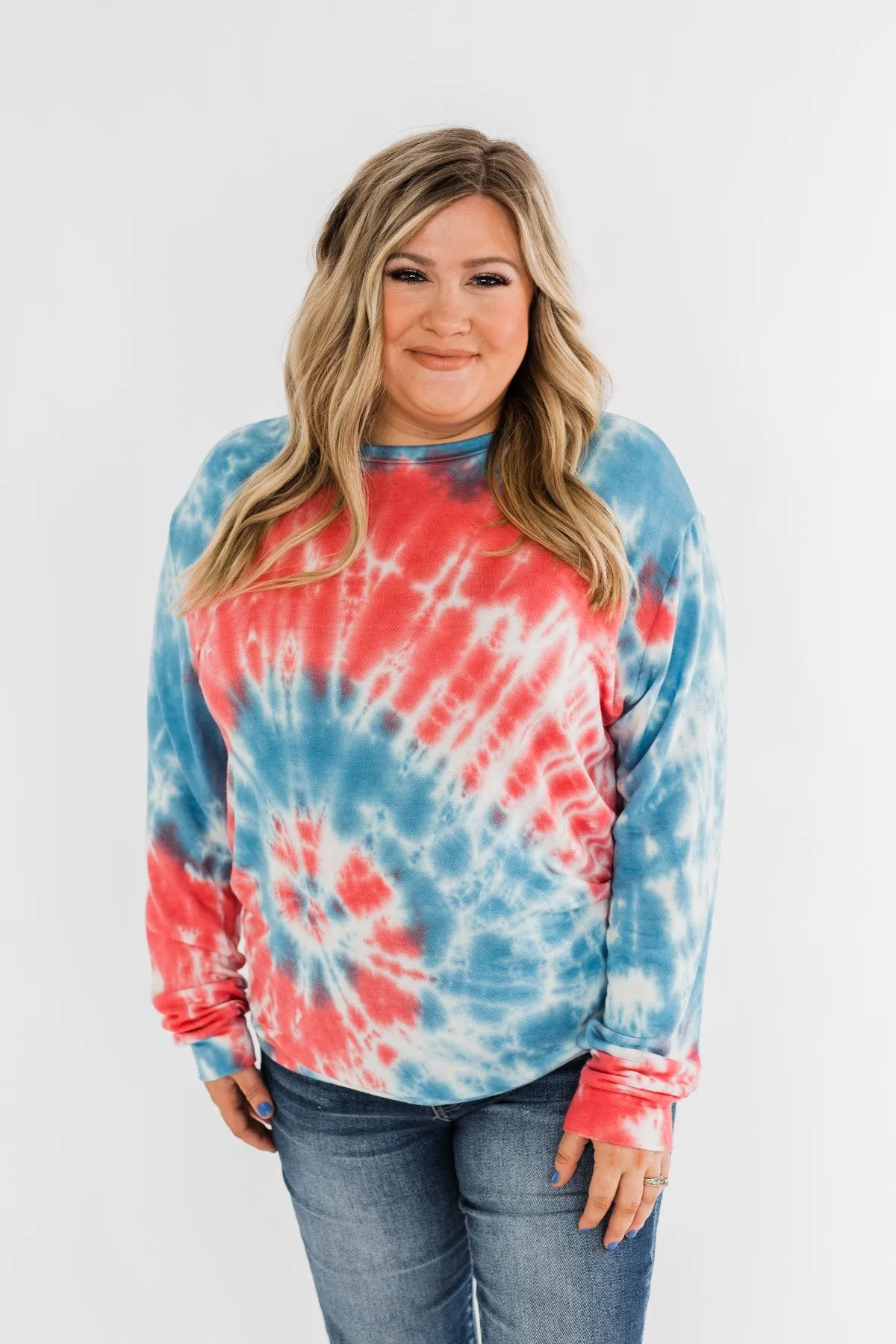 American Dreams Tie Dye Top- Red, White, & Blue
