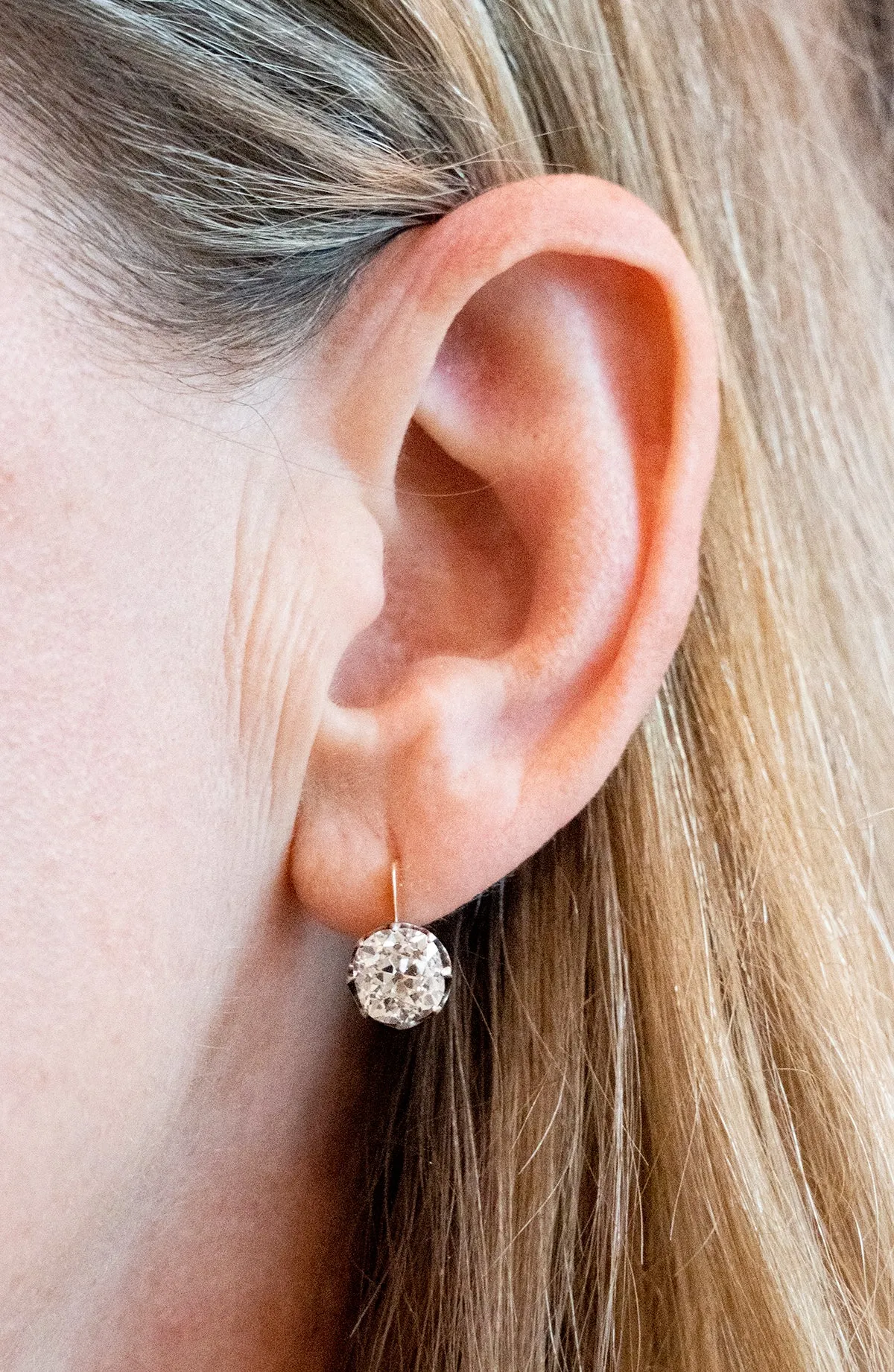 Antique Old Mine Cut Diamond Drop Earrings