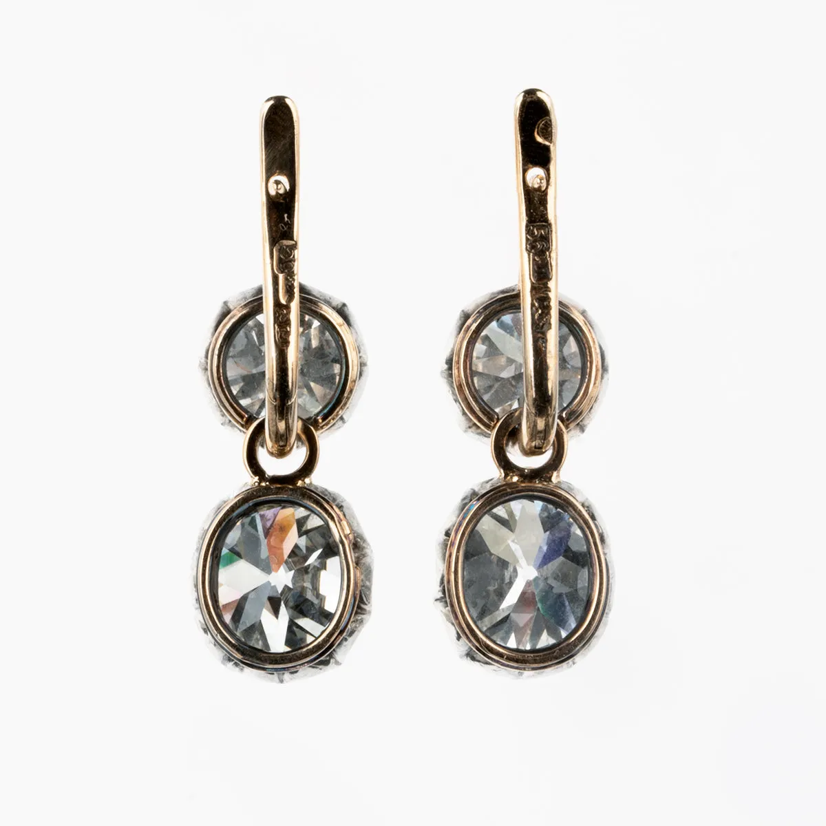 Antique Old Mine Cut Diamond Drop Earrings