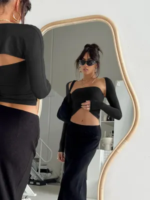 Artemis Cut-Out Long Sleeve Top - Black