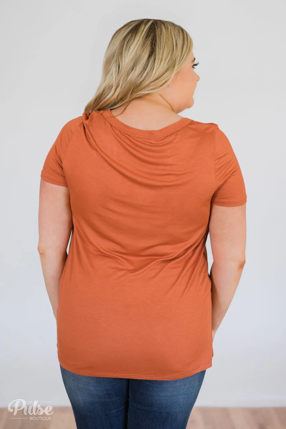 As If Short Sleeve Knot Top- Rust