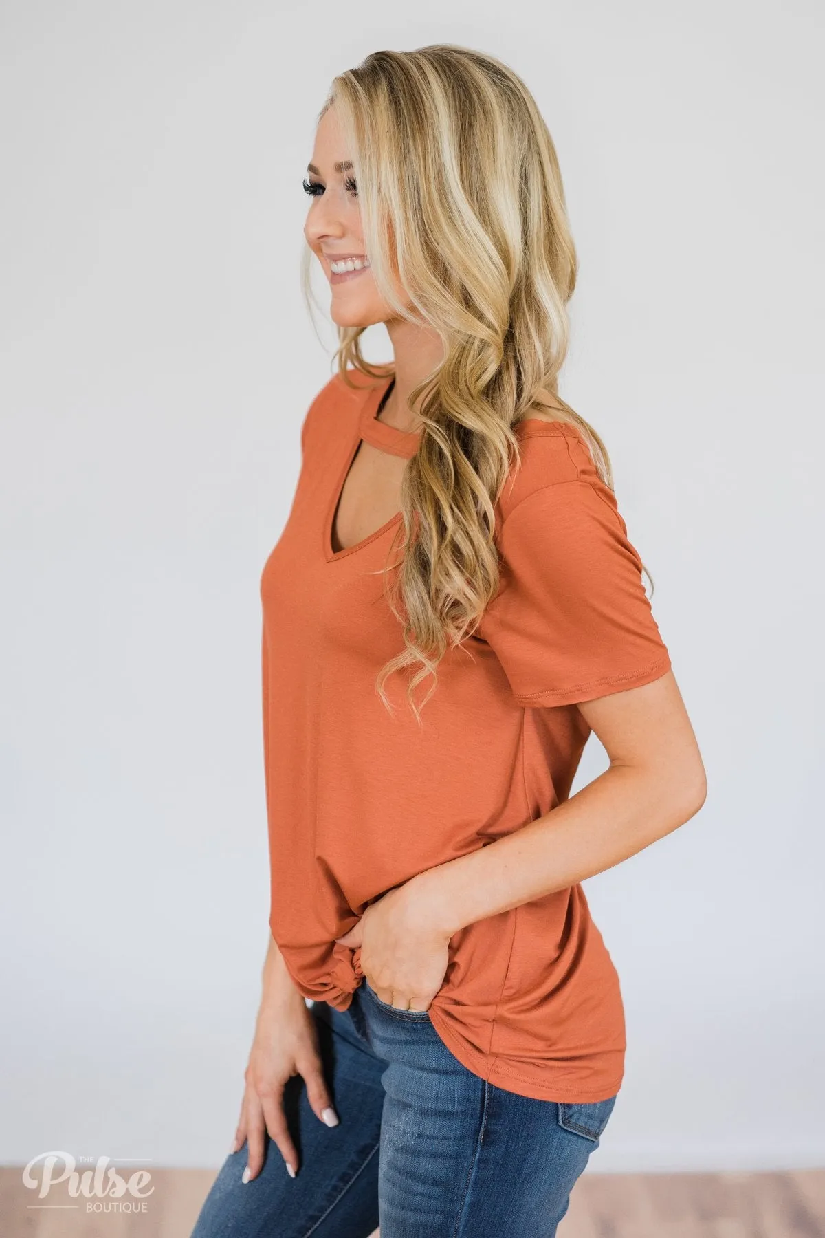 As If Short Sleeve Knot Top- Rust