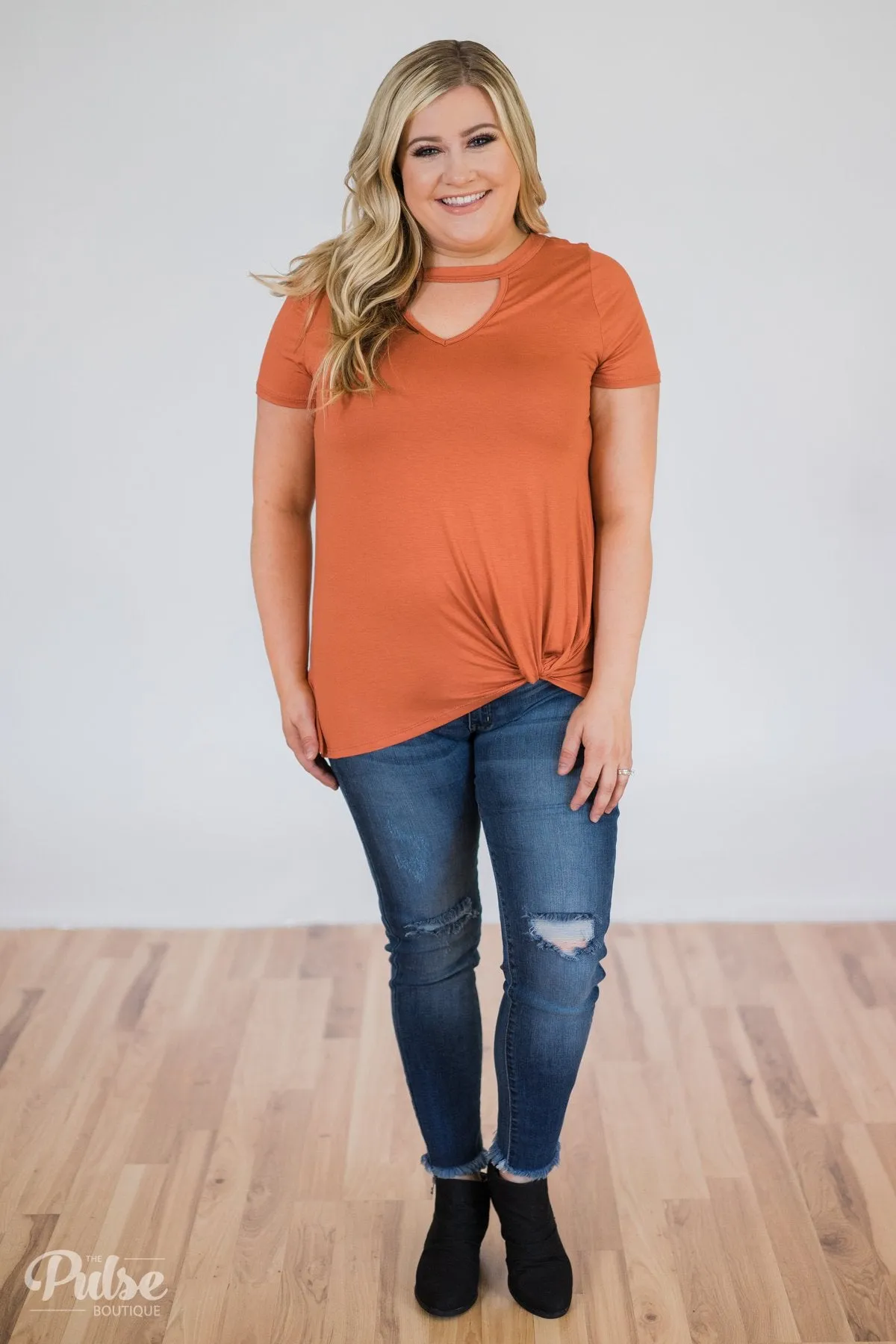 As If Short Sleeve Knot Top- Rust