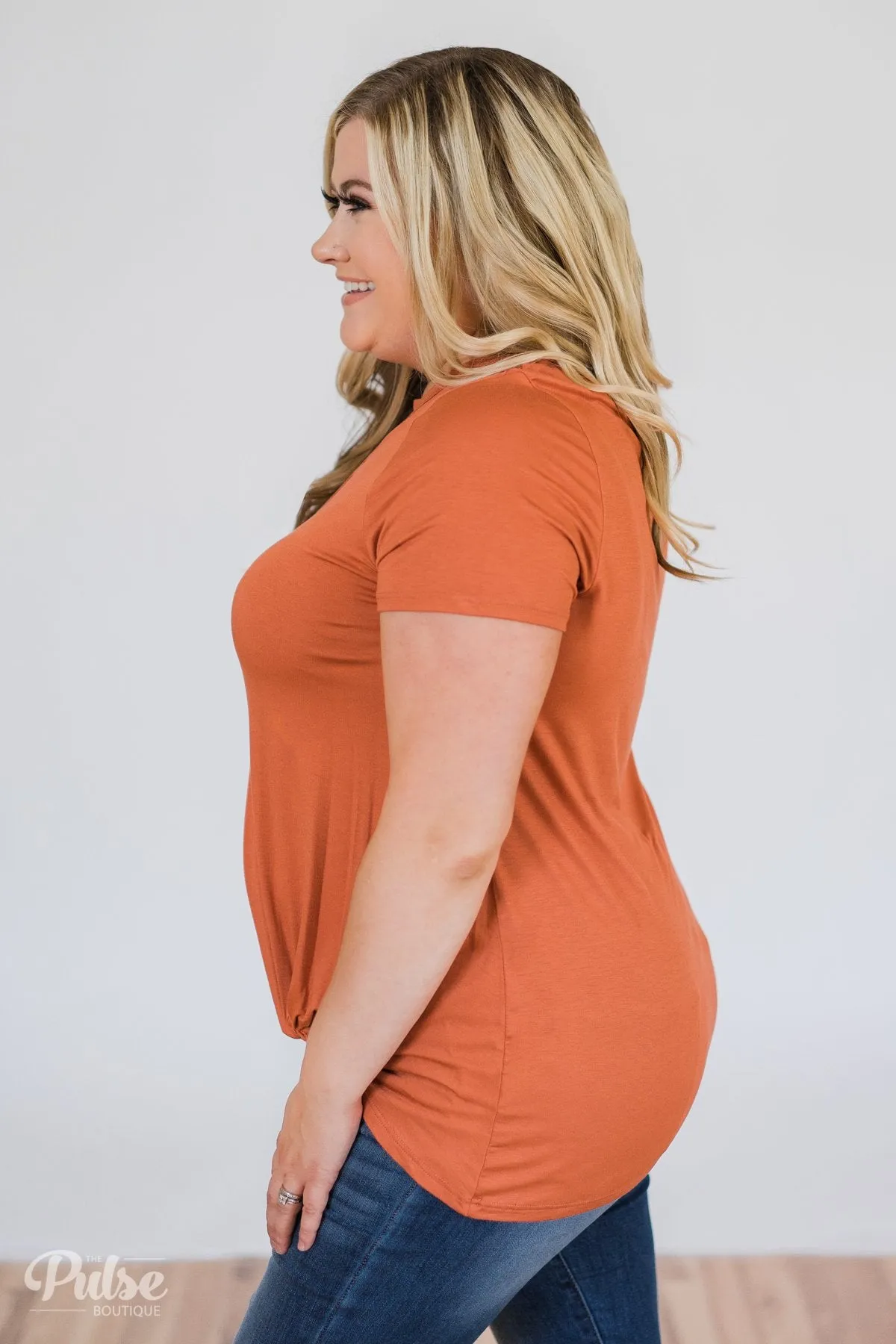As If Short Sleeve Knot Top- Rust