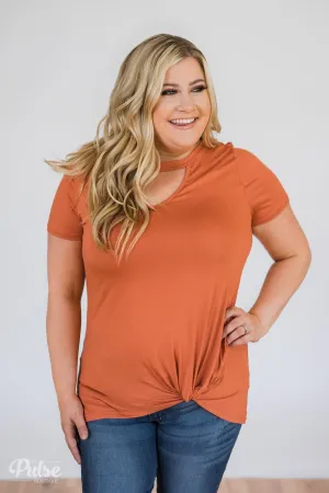As If Short Sleeve Knot Top- Rust