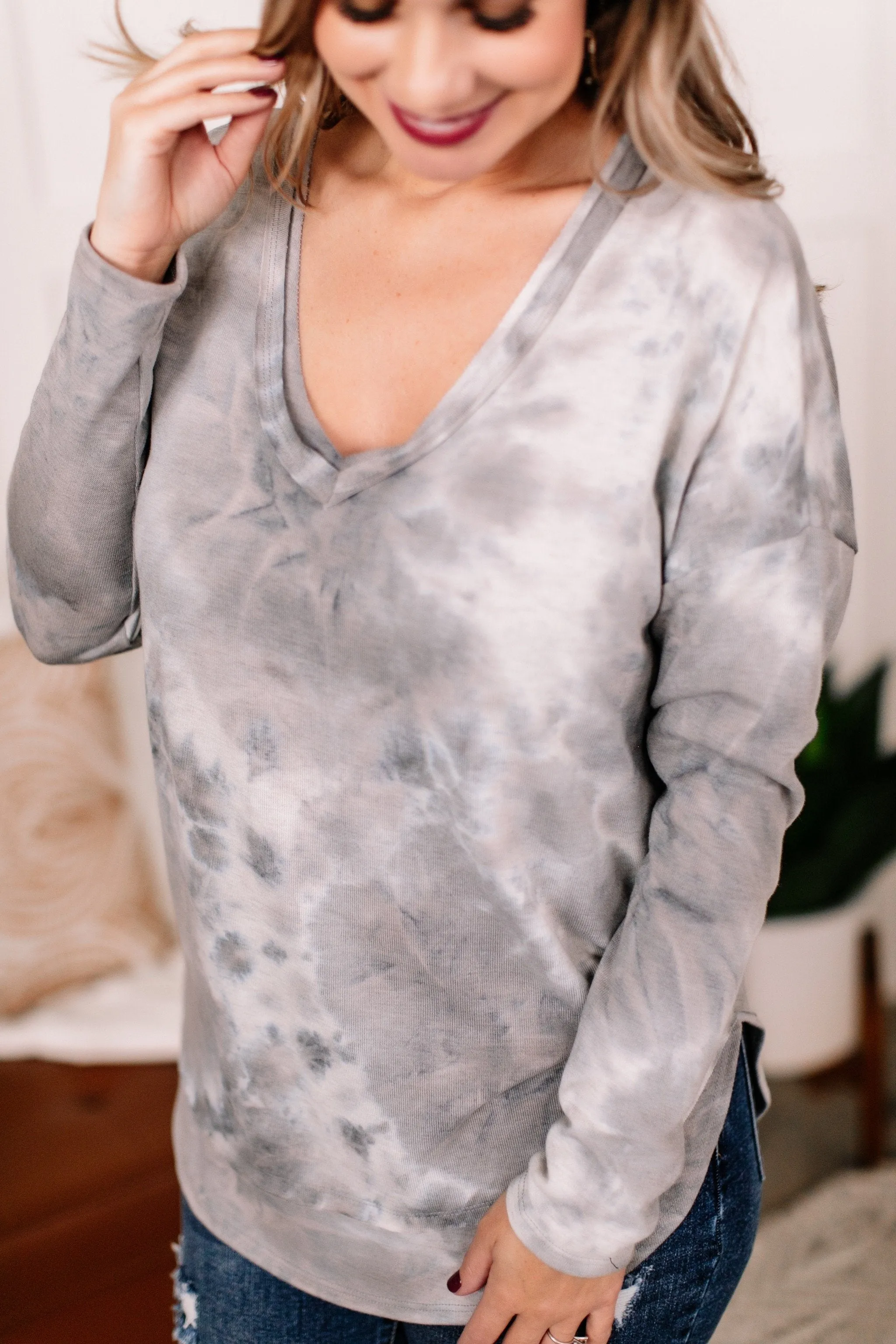 At Loose Ends Tie-Dye Raw Edge Top