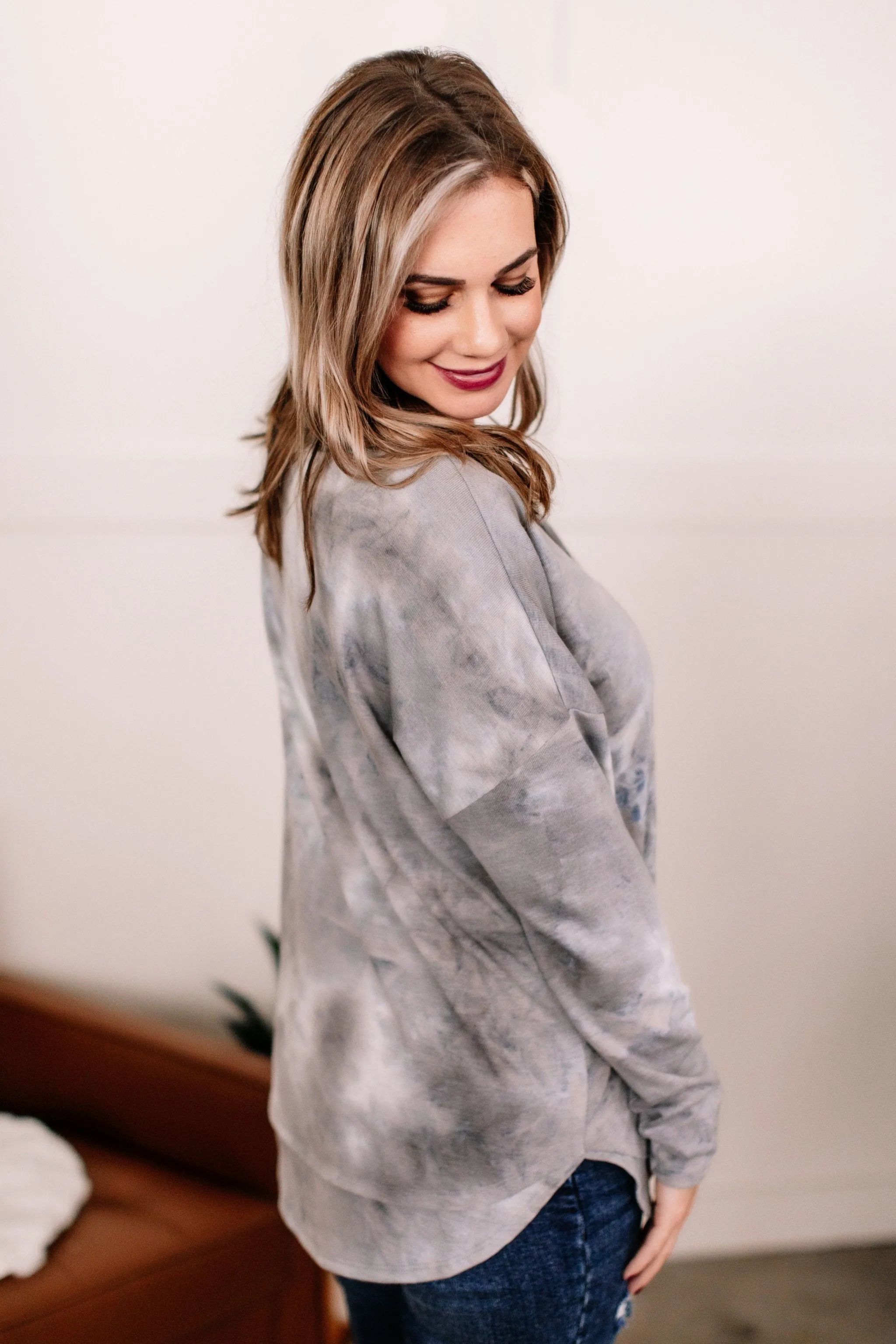 At Loose Ends Tie-Dye Raw Edge Top