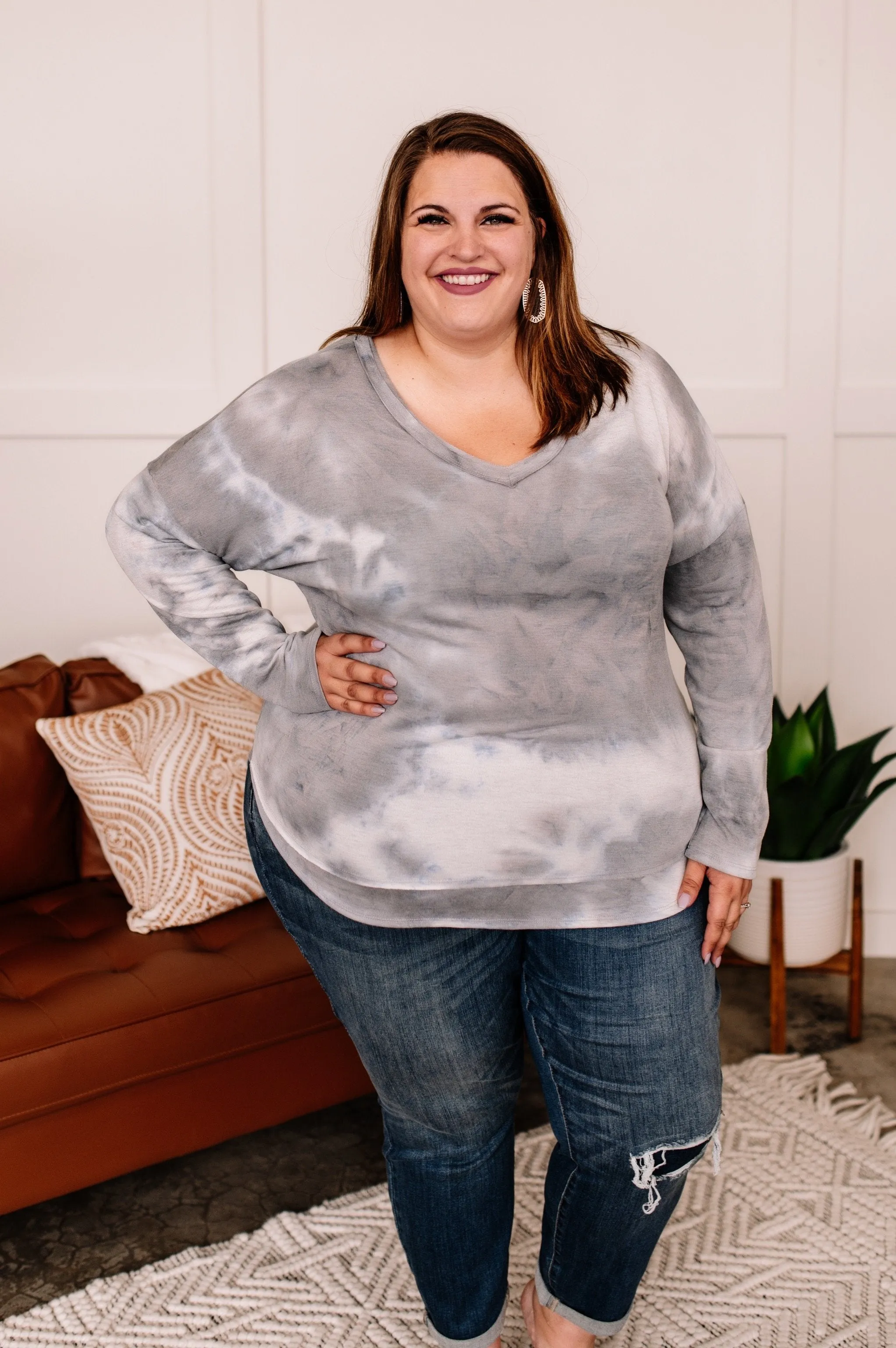 At Loose Ends Tie-Dye Raw Edge Top