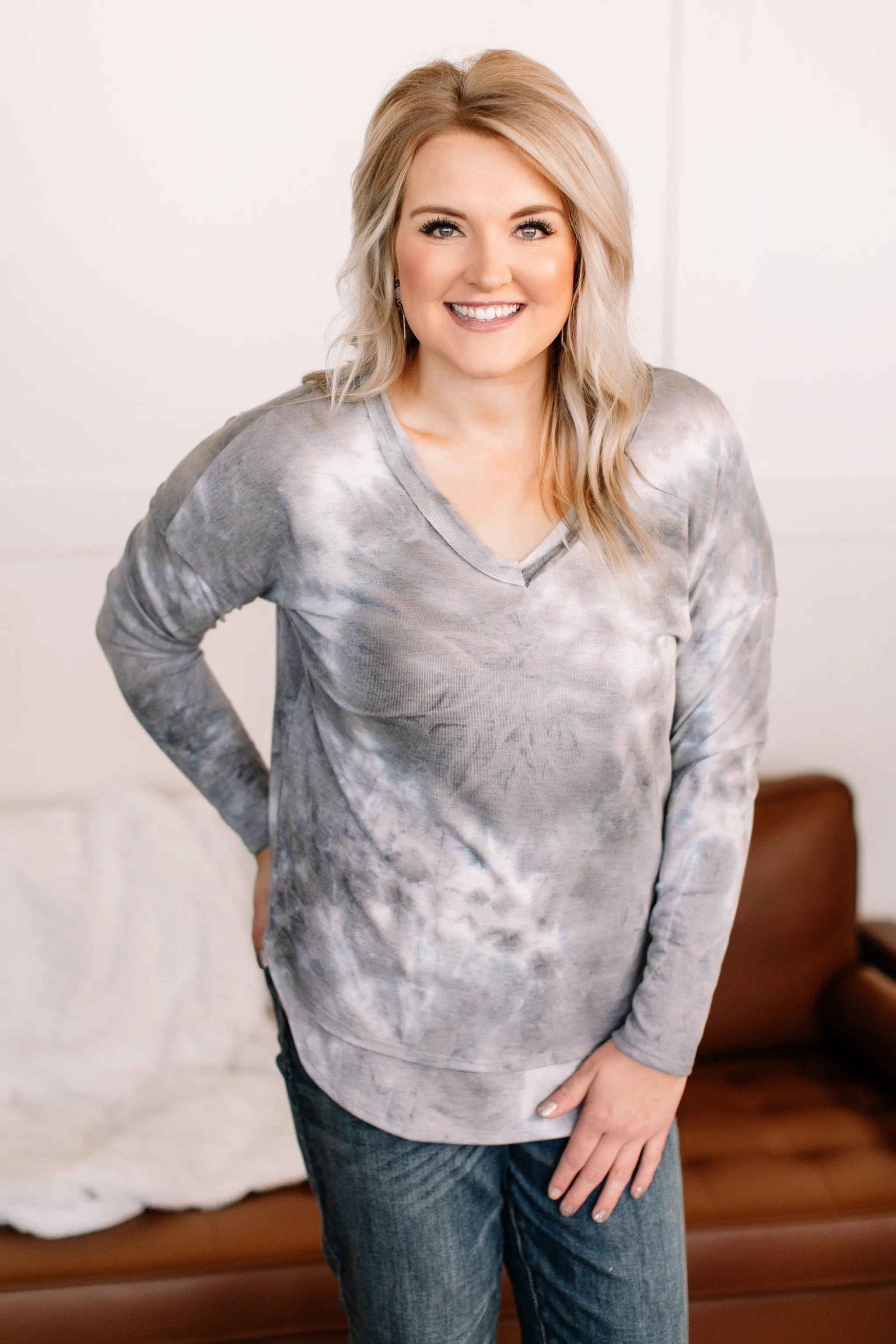 At Loose Ends Tie-Dye Raw Edge Top