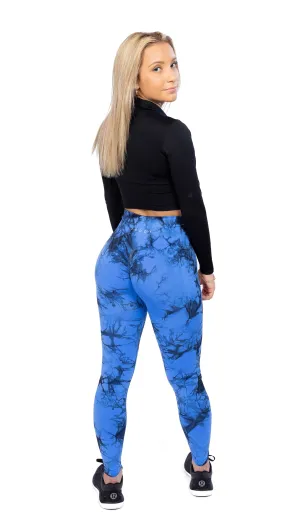 Azure Blue Tie-Dye Contour Leggings